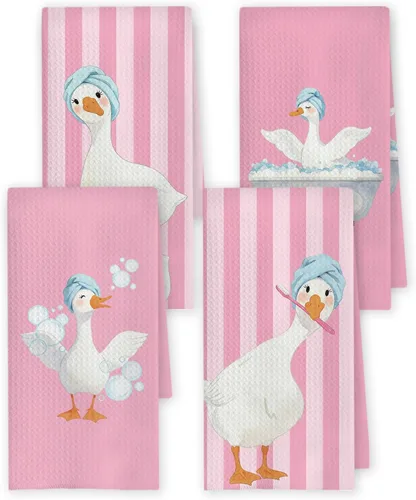 Miniatura 10 de Chicimln - Divertidas toallas de mano de goma para baño, estilo bohemio, para bañera, pato amarillo, toallas de mano decorativas para niños y niñas