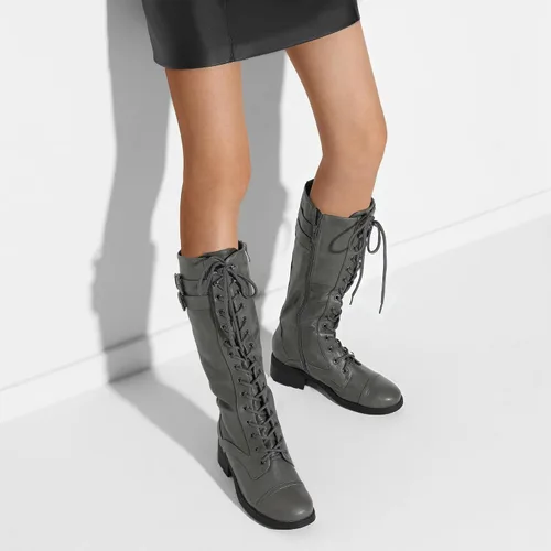 Miniatura 6 de DREAM PAIRS - Botas de poliuretano a la rodilla para mujer, estilo de equitación o combate