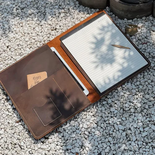 Miniatura 3 de Folio de cuero personalizado del negocio, para los cojines legales de la escritura del cojín de los tops/cartera del trabajo del tamaño del cuero