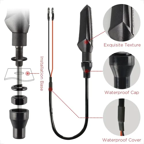 Miniatura 5 de evermotor Luces intermitentes para motocicleta, indicadores de luz de funcionamiento, 4 piezas, universal, mini LED, E-MARK, luces direccionales