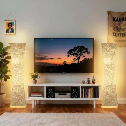 Miniatura 6 de GyroVu Lámpara de pie para sala de estar, 47" Lámparas de pie de esquina de pie con temperatura de color ajustable, lámpara de pie de columna