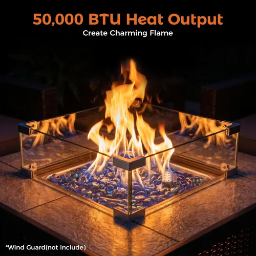 Miniatura 5 de BALI OUTDOORS - Mesa para fogata de gas propano 32 pulgadas, 50,000 BTU, fogatas cuadradas de gas para exterior, color marrón