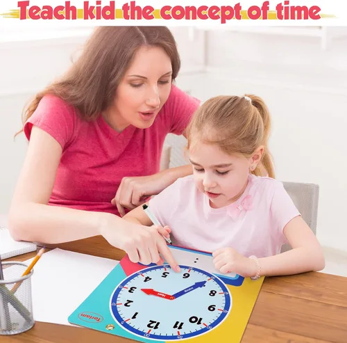 Miniatura 3 de Reloj de Aprendizaje Magnético y Borrado en Seco para Niños Reloj para Niños que Aprenden a Decir la Hora Gran Reloj de 30 cm de Demostración