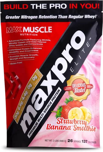Miniatura 7 de Max Muscle Maxpro Elite - Proteína de suero en polvo, 1.06 oz de proteína, 0.00 oz de azúcar, 0.23 oz de BCAA Proteína aislada de suero filtrada