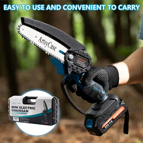 Miniatura 3 de ArtsyCase Mini Motosierra de 6 Pulgadas Inalámbrica, Motosierras Portátiles, Motosierra de Mano Pequeña para Podar Árboles, Corte de Madera y Bambú