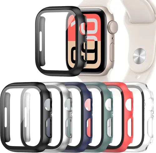 Miniatura 14 de Paquete de 6 fundas para Apple Watch SE 3 (2025)/SE 2/SE/Series 6/5/4 de 40 mm con protector de pantalla de vidrio templado, funda protectora