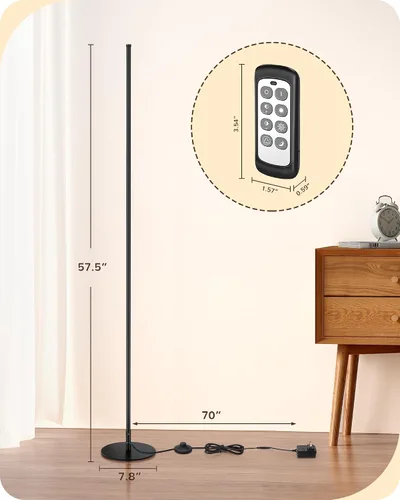 Miniatura 7 de EDISHINE Lámparas de pie para sala de estar, lámpara de esquina con control remoto y interruptor de pie, lámpara de pie regulable del 10% al 100%