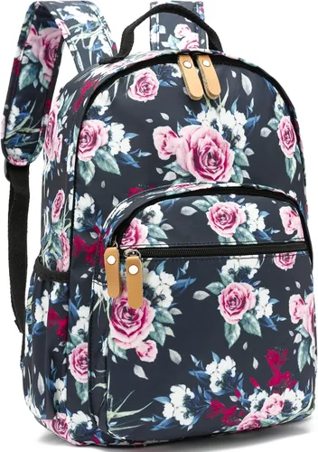 Miniatura 47 de Leaper Mochila para laptop para mujer: linda mochila floral para escuela, universidad, viajes, trabajo, mochila ligera para niños, Negro margarita
