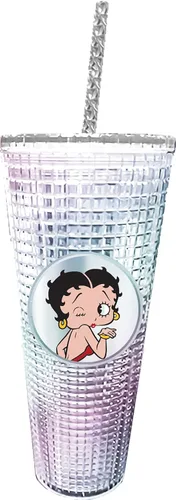 Spoontiques Betty Boop - Vaso de diamante, 20 onzas, taza texturizada con Staw, doble pared aislada, sin bisfenol A