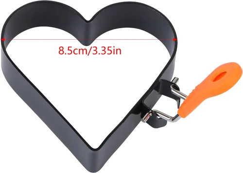 Miniatura 2 de Anillos de huevo profesionales, 3.5 pulgadas en forma de corazón, anillos de tortilla de acero inoxidable, antiadherentes, molde para panqueques