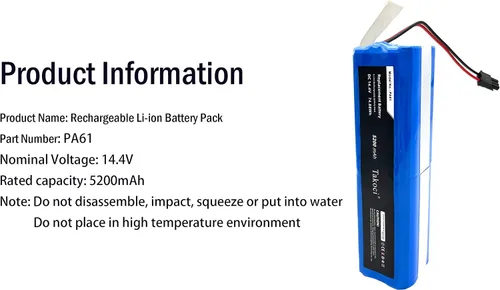 Miniatura 5 de Batería de repuesto de 5200 mAh para Eufy RoboVac X8 Series Robot Aspiradora compatible con número de pieza Eufy PA61 Batería de robot barrido 14.4V