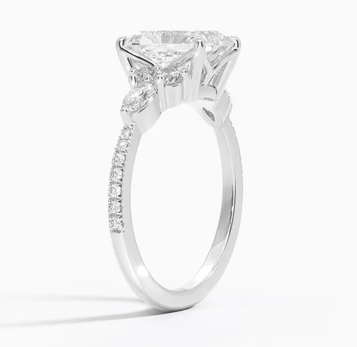 Miniatura 3 de Anillo de compromiso de diamantes creados en laboratorio con marquesa lateral y redondos de laboratorio de 1.06 quilates con certificado IGI de 1.06