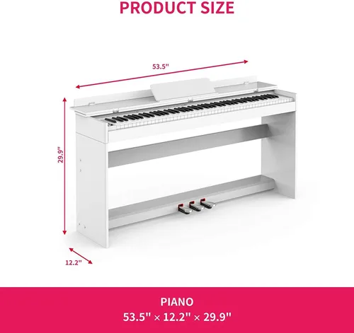 Miniatura 7 de Piano digital con peso de 88 teclas, piano vertical eléctrico con tablero de unidad de 3 pedales, pantalla LCD, teclado multifuncional