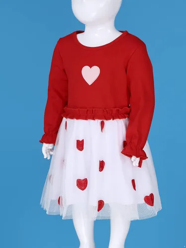Miniatura 4 de Kaerm Disfraz de tutú de tul de princesa con estampado de corazón y manga larga para niñas