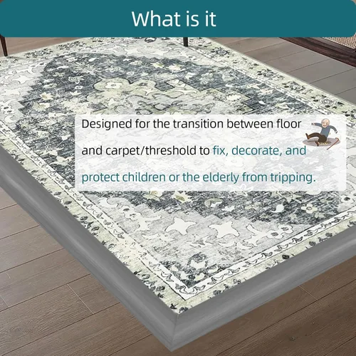 Miniatura 3 de Tira de transición de piso de alfombra, autoadhesivo de alfombra a azulejos, borde de transición adecuado para umbral de puerta/piso de madera