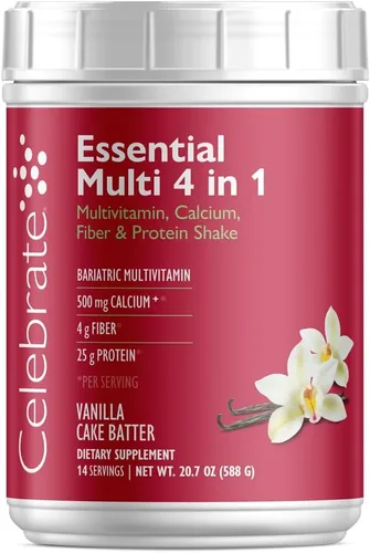 Celebrate Vitamins Multivitamínico bariátrico 4 en 1 con batido de proteína de citrato de calcio, 500 mg de calcio, para cirugía post bariátrica,