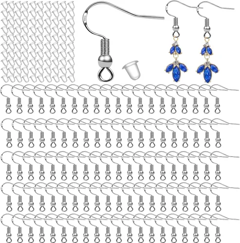 100 unidades/50 pares de ganchos de plata de ley 925 para aretes, ganchos de alambre francés, hipoalergénicos, piezas de aretes, fabricación de