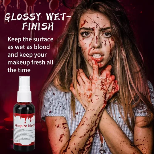 Miniatura 2 de Paquete de 2 piezas de sangre falsa lavable con salpicaduras de sangre, aerosol de sangre falsa para Halloween, gotas de sangre para ojos, pintura