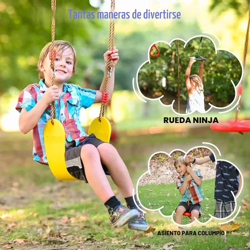 Miniatura 7 de Ninja Warrior - Carrera de obstáculos para patio trasero de niños, kit de línea floja de 65 pies con 13 obstáculos, hebillas de instalación rápida