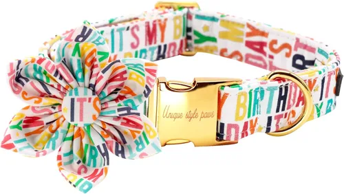 Miniatura 15 de Unique style paws Collar de perro con flor, collar de perro ajustable, patrón de flores, collar duradero para mascotas para perros pequeños, Flor