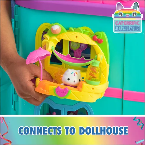 Miniatura 2 de DreamWorks Gabby's Dollhouse, juego de balcón de batido de frutas de Cakey, 8 piezas con figuras de juguete, accesorios para casa de muñecas y juego