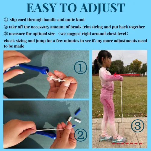 Miniatura 3 de Experimenta un salto suave y ajustable con la cuerda de saltar con cuentas IDOU - asas irrompibles, rotación sin enredos y longitud personalizable.