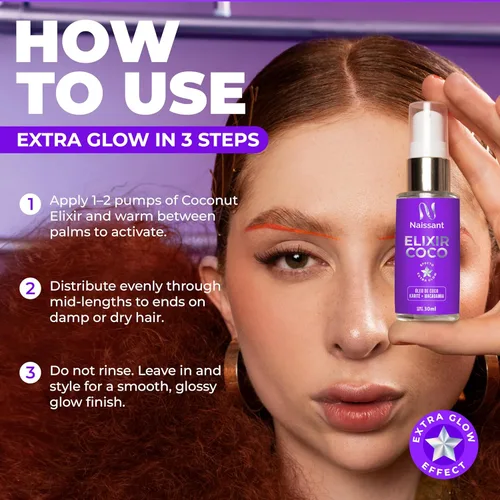 Miniatura 9 de naissant Tratamiento capilar con aceite de coco, control de encrespamiento, protección contra el calor, protección UV para cabello teñido y natural
