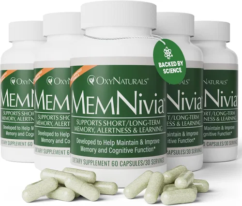 Miniatura 9 de MemNivia - Suplementos cerebrales para la memoria y la concentración Fórmula de células madre de doble salvia con Cognivia®, Bacopa, albahaca