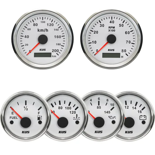 Miniatura 7 de Kus Gauge Set Velocímetro GPS 124.3 mi/h Tacómetro 8000RPM Nivel de combustible 0-190ohm Temperatura del agua 104.0-248.0 °F Presión de aceite