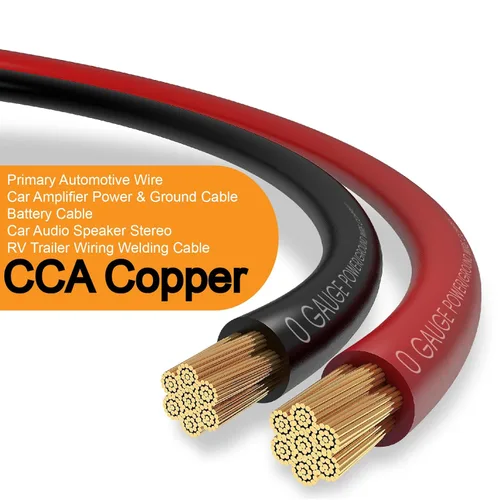 Miniatura 2 de Cable de aluminio revestido de cobre de calibre 0 de 40 pies, cable de batería 1/0, 20 conectores de terminales tipo orejeta con tubo Cable de 40
