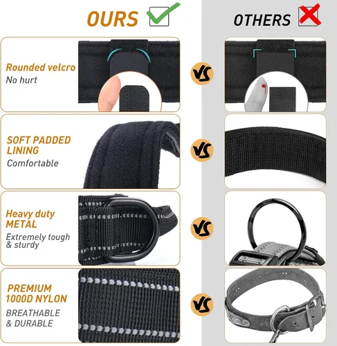 Miniatura 7 de AUBELL Collar táctico reflectante para perro, collares militares ajustables de servicio pesado K9 con asa y hebilla de metal de liberación rápida