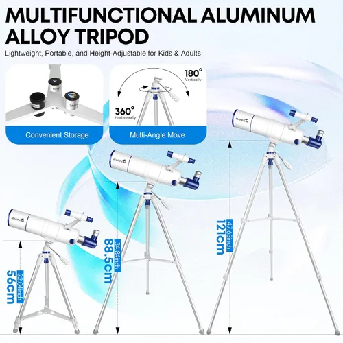 Miniatura 5 de Telescopio para adultos de alta potencia, apertura de 90 mm, telescopio refractor portátil de 550 mm para niños y principiantes de astronomía
