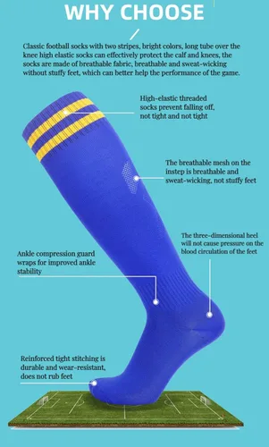 Miniatura 4 de EIAY Shop 2 pares de calcetines de fútbol para niños y niñas de 5 a 12 años de edad, transpirables, para entrenamiento atlético, calcetines