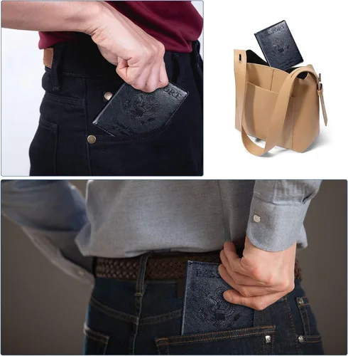Miniatura 5 de Funda para pasaporte con bloqueo RFID de piel, tarjetero con ranura para tarjetas, accesorios de viaje, organizador de documentos, protector