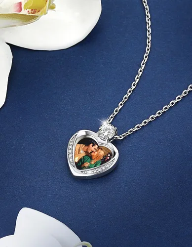 Miniatura 17 de MomentWish Collar de corazón para mujer, moissanita, diamante de imitación, plata de ley 925