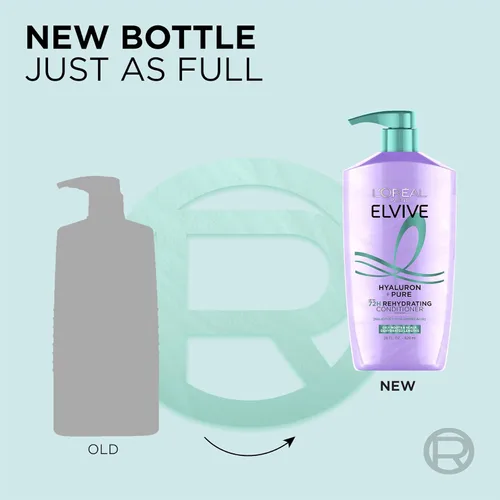 Miniatura 4 de L'Oreal Paris Elvive Hyaluron + Pure 72H Acondicionador rehidratante para cabello graso, acondicionador para cabello con ácido salicílico y ácido