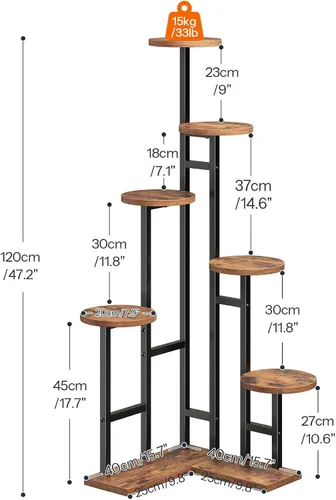 Miniatura 3 de HOOBRO Soporte de esquina para plantas de interior, estante de 7 niveles para múltiples plantas de interior, organizador de esquina para plantas