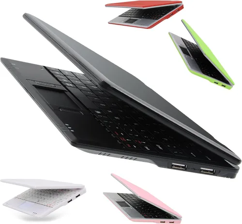 7 Pulgadas Portátil Mini Computadora Portátil Netbook para Niños Android 12 Quad Core 32GB WiFi Cámara Integrada Reproductor de YouTube Flash (Negro)