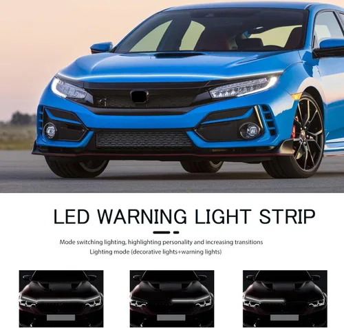 Miniatura 6 de DREAMOTOR Tira de luz para capó de automóvil de 60 pulgadas, luz LED dinámica para exterior blanca, flexible e impermeable, tira de luz diurna