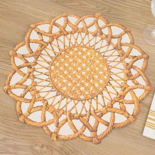 Miniatura 14 de Efavormart - Juego de 6 manteles individuales triangulares geométricos cortados con láser, 13 pulgadas, redondos, desechables, de cartón, 27.64 oz/m²