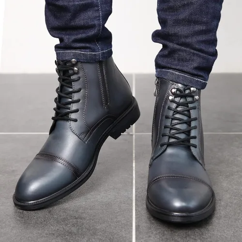 Miniatura 6 de Botas Chelsea para hombre, elegantes y cómodas, de cuero, con cremallera