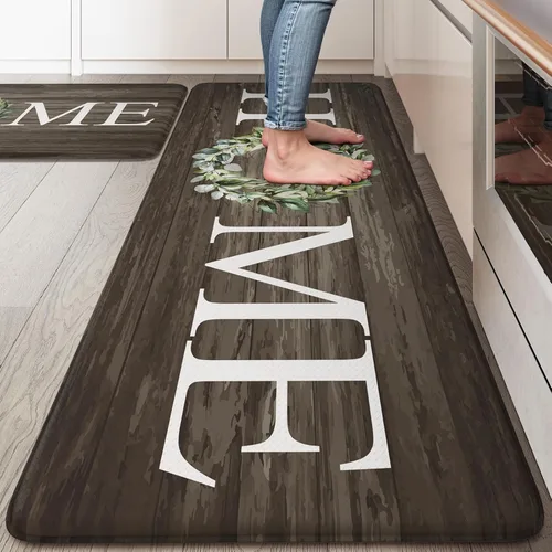 Miniatura 17 de KIMODE Alfombra Antifatiga para Cocina 2 Piezas, Alfombras de Cocina Impermeables y Antideslizantes, Alfombra de Cocina de Estilo Rústico para Piso