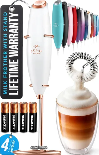 Miniatura 36 de Zulay Kitchen Espumador de leche de mano con pilas Duracell AA – Mezclador eléctrico ultrarrápido y creador de espuma, mezclador de bebidas fácil
