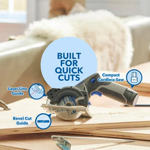 Miniatura 2 de Dremel Blueprint - Sierra circular compacta sin escobillas de 12 V con guía láser integrada, batería de iones de litio y cargador (CS12V-S1)