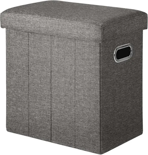 Miniatura 13 de COSYLAND Otomana con almacenamiento plegable de tela, reposapiés otomano para habitación, muebles plegables pequeños y altos con asas de tapa, 16.5