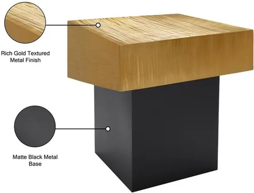 Miniatura 5 de Meridian Furniture Colección Palladium Modern Mesa auxiliar superior texturizada contemporánea con base de metal negro mate, 18 pulgadas de ancho