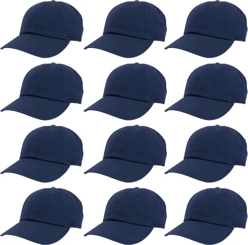 Miniatura 12 de Gelante Gorras de béisbol 100% algodón liso en blanco tamaño ajustable al por mayor a granel de 12