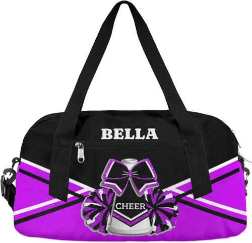 Bolsa de animadora personalizada para niña, bolsa de gimnasio personalizada, bolsa de lona deportiva, bolsa de viaje para animadora, color negro y