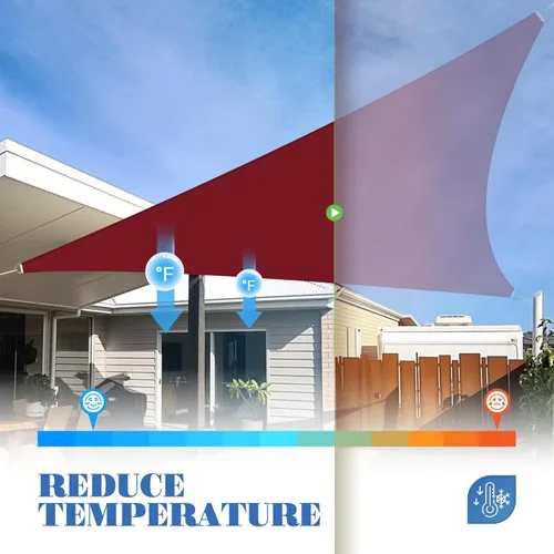 Miniatura 4 de ECOOPTS Toldo impermeable triangular, 12 x 12 x 12 pies, bloqueo UV, para patio al aire libre, pérgola, jardín (rojo)