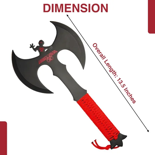 Miniatura 2 de Armory Replicas Hacha de lanzamiento de doble cabeza: hacha de acero inoxidable anodizado negro de espiga completa con envoltura y funda de nailon